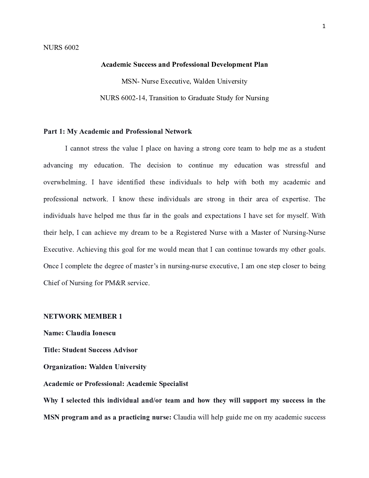 Preview of WK5Assgn Academic Success and Professional Development Plan. extension .docx  NURS 6002  A